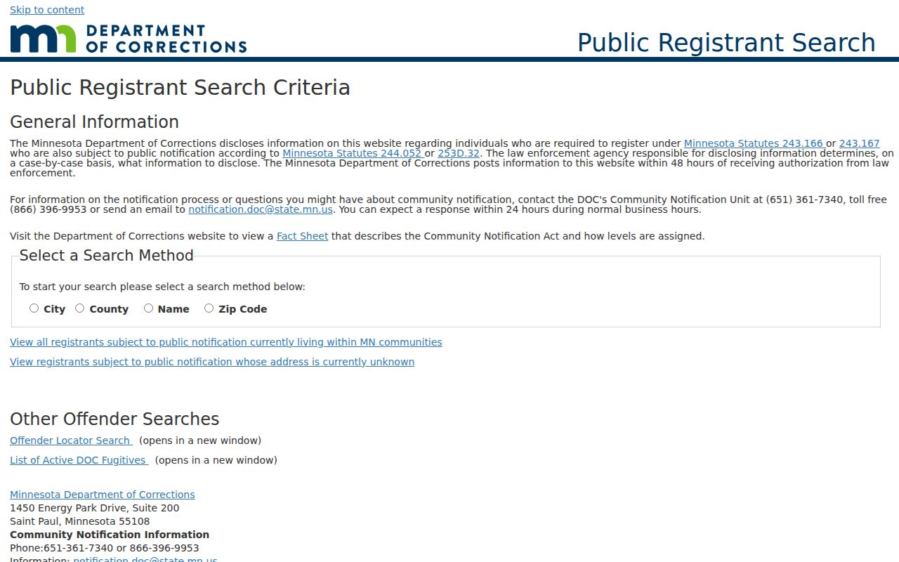 Minnesota resident lookup in the public registrant search